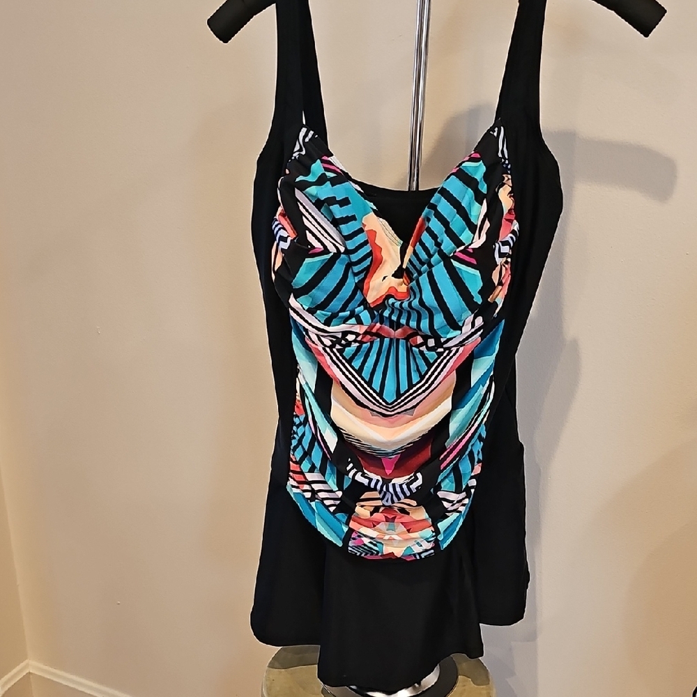 Ashley Stewart Colorful Patterned Swimsuit Dress